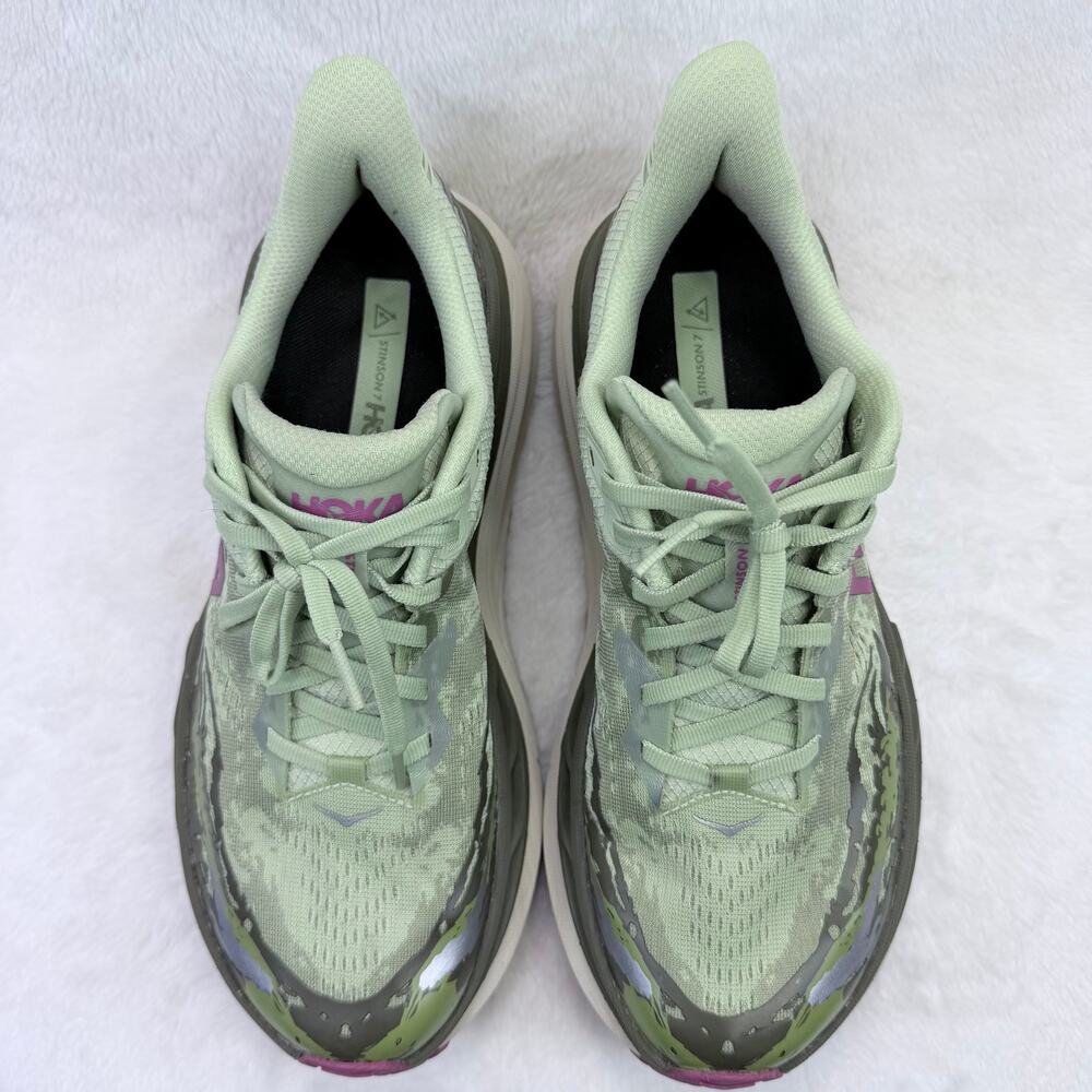 HOKA Stinson 7 Womens Trail Running Shoes Seed Green Beet Root Size 10.5 Sneaker - Picture 8 of 10